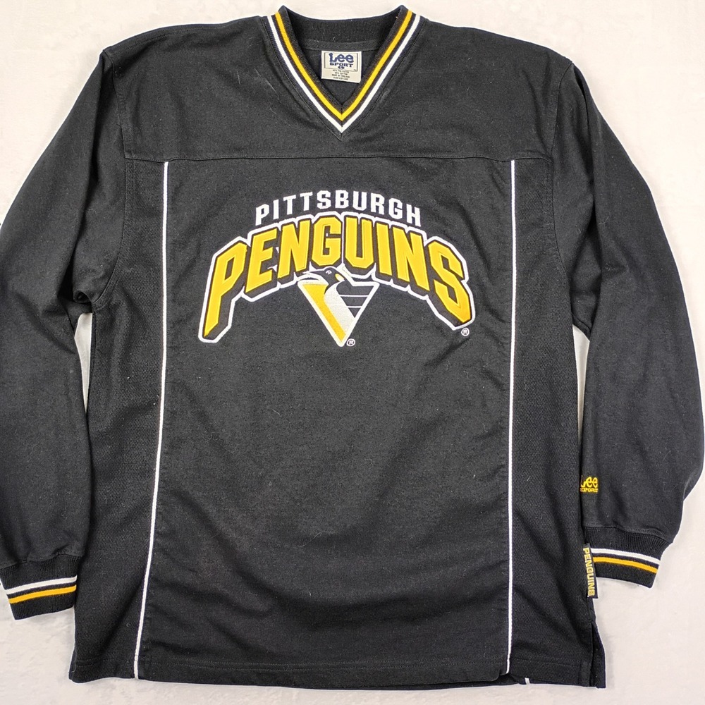 Lee Sport Pittsburgh Penguins Vintage Hockey Jersey Shirt Black Mens Large L